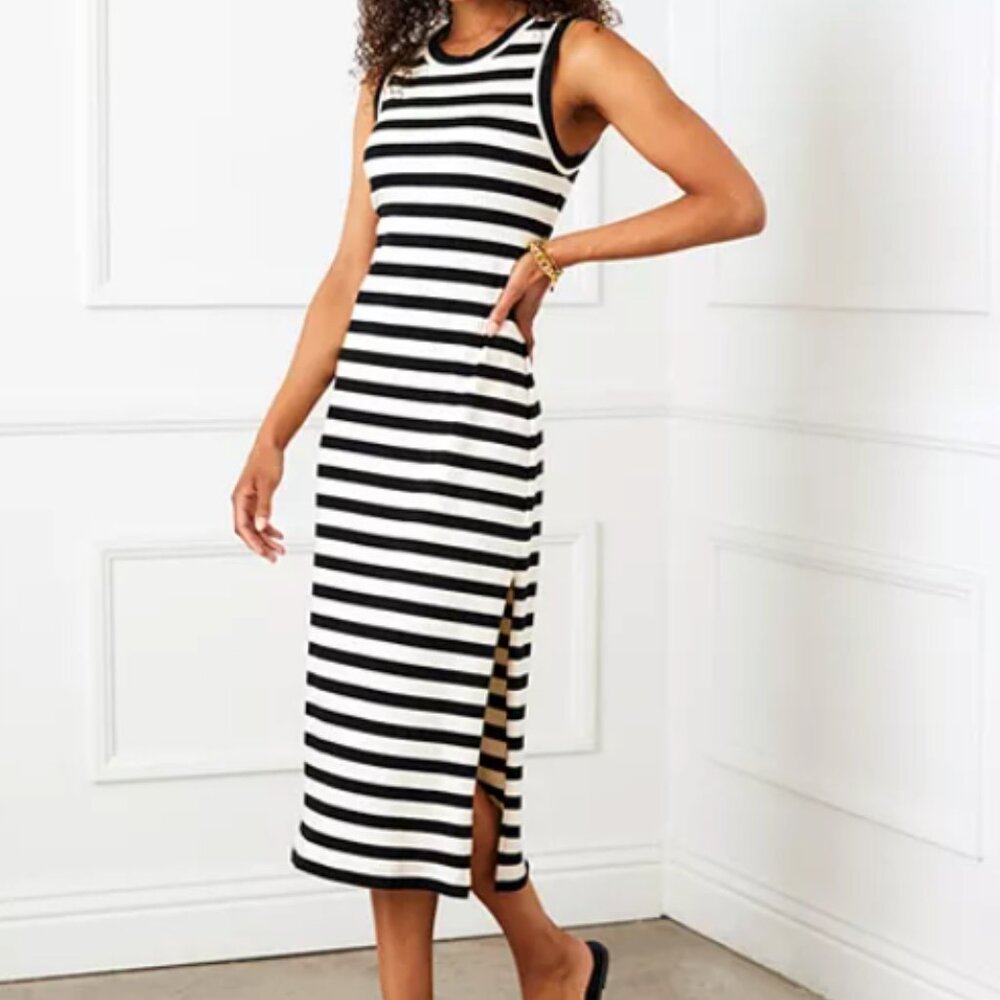 Karen Kane Women's Midi Column Dress Black/Ivory Size XS 21255